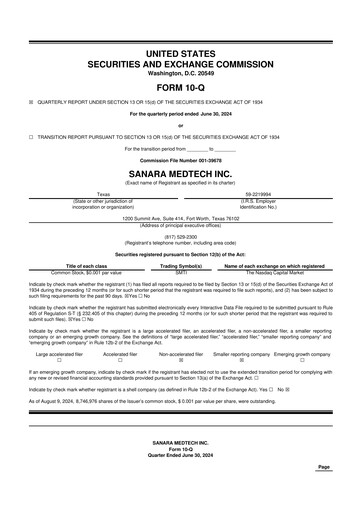 Thumbnail Sanara MedTech 10-Q Quarterly Report FY2024 