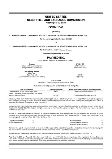 Miniature PAVmed
 10-Q Rapport trimestriel 2024 