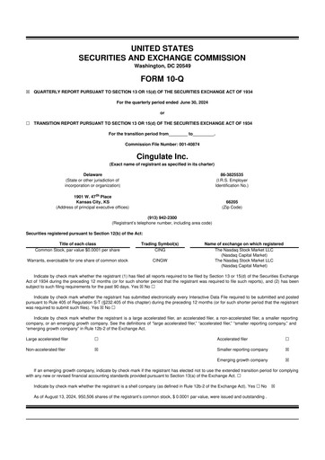 Miniature Cingulate 10-Q Rapport trimestriel 2024 