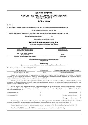 Thumbnail Telomir Pharmaceuticals 10-Q Quarterly Report FY2024 