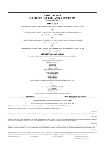 Thumbnail OKYO Pharma 20-F Annual Report 2024