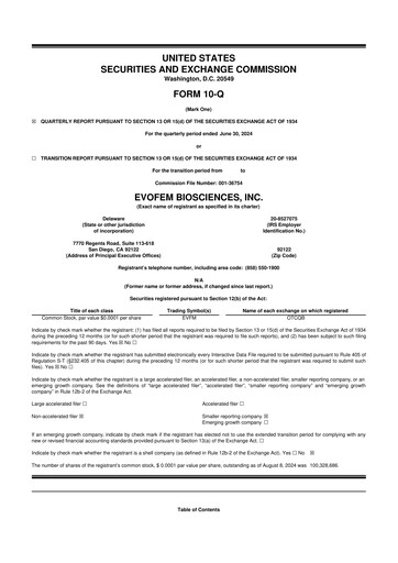 Thumbnail Evofem Biosciences
 10-Q Quarterly Report FY2024 