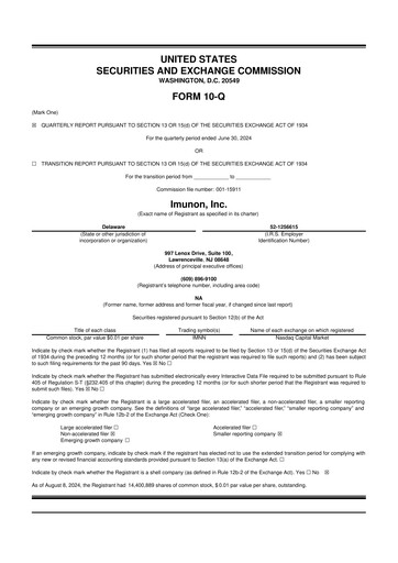 Miniature Imunon 10-Q Rapport trimestriel 2024 