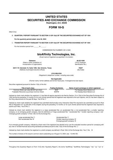 Miniature bioAffinity Technologies 10-Q Rapport trimestriel 2024 
