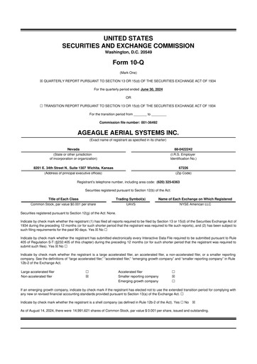 Thumbnail AgEagle Aerial Systems
 10-Q Quarterly Report FY2024 