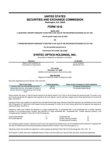 Thumbnail Syntec Optics 10-Q Quarterly Report FY2024 