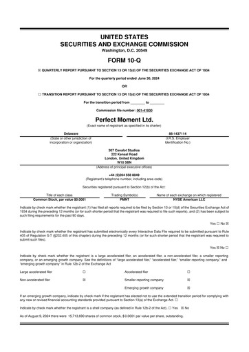 Thumbnail Perfect Moment 10-Q Quarterly Report FY2025 