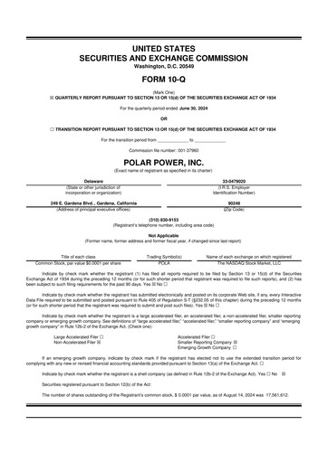 Thumbnail Polar Power
 10-Q Quarterly Report FY2024 