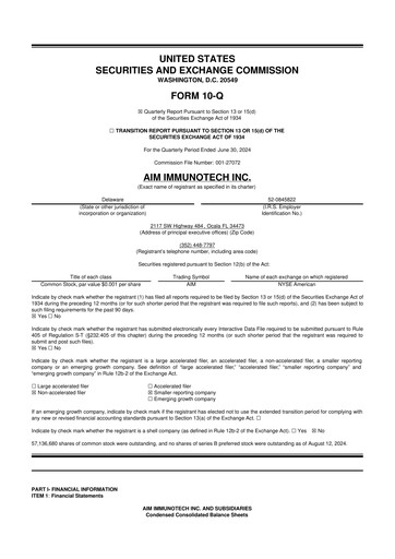 Thumbnail AIM ImmunoTech
 10-Q Quarterly Report FY2024 