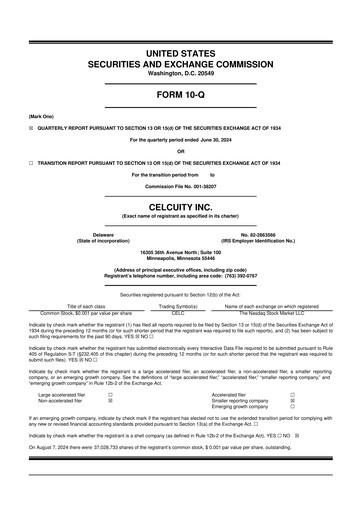 Thumbnail Celcuity Inc. 10-Q Quarterly Report FY2024 
