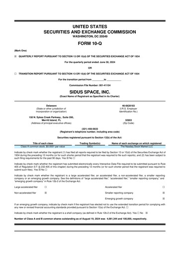 Thumbnail Sidus Space 10-Q Quarterly Report FY2024 