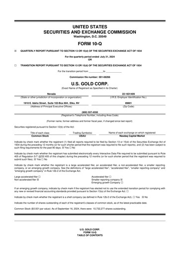 Thumbnail U.S. Gold Corp 10-Q Quarterly Report FY2025 