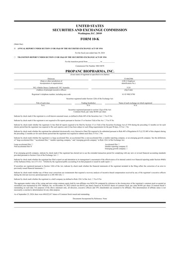Vorschaubild Propanc Biopharma 10-K Jahresbericht 2024