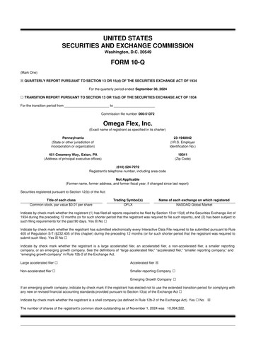 Thumbnail Omega Flex 10-Q Quarterly Report FY2024 