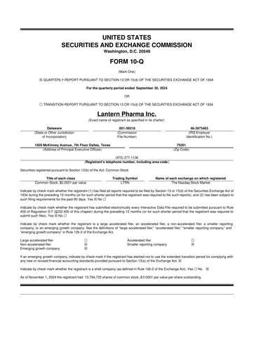 Thumbnail Lantern Pharma 10-Q Quarterly Report FY2024 