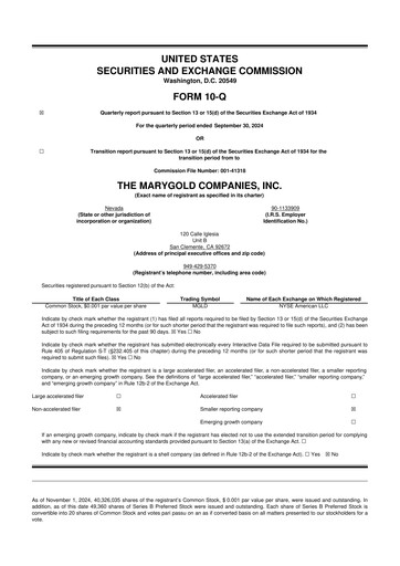 Thumbnail the Marygold Companies 10-Q Quarterly Report FY2025 