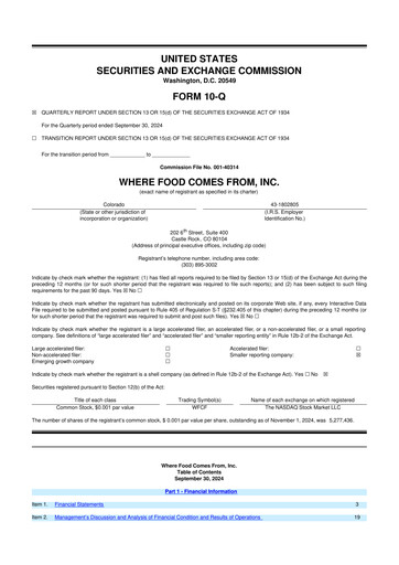 Vorschaubild Where Food Comes From 10-Q Quartalsbericht 2024 