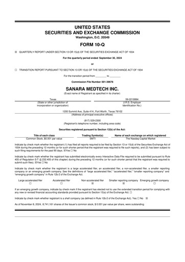 Thumbnail Sanara MedTech 10-Q Quarterly Report FY2024 