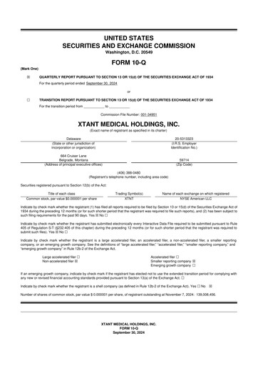 Thumbnail Xtant Medical 10-Q Quarterly Report FY2024 