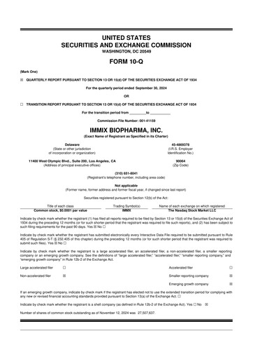 Thumbnail Immix Biopharma 10-Q Quarterly Report FY2024 