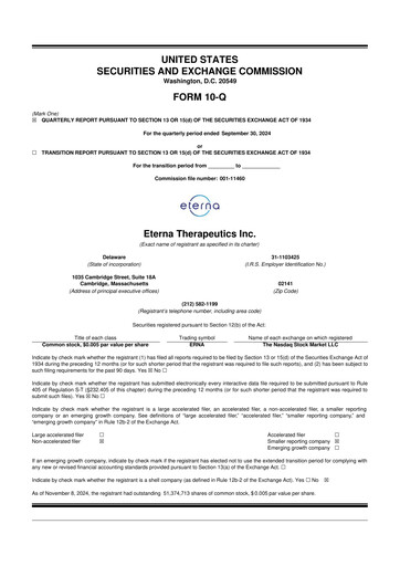 Thumbnail Eterna Therapeutics 10-Q Quarterly Report FY2024 