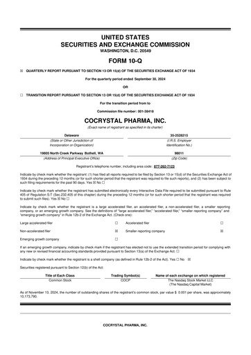 Thumbnail Cocrystal Pharma
 10-Q Quarterly Report FY2024 