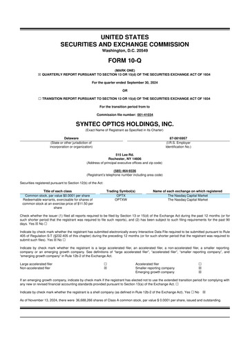 Thumbnail Syntec Optics 10-Q Quarterly Report FY2024 