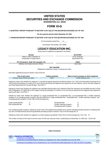 Vorschaubild Legacy Education 10-Q Quartalsbericht 2025 