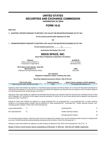 Thumbnail Sidus Space 10-Q Quarterly Report FY2024 