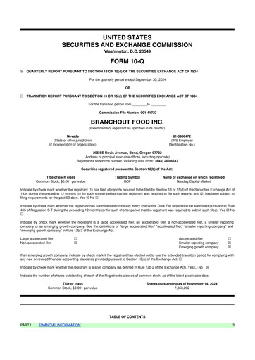 Thumbnail BranchOut Food 10-Q Quarterly Report FY 