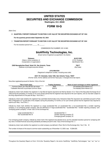 Miniature bioAffinity Technologies 10-Q Rapport trimestriel 2024 