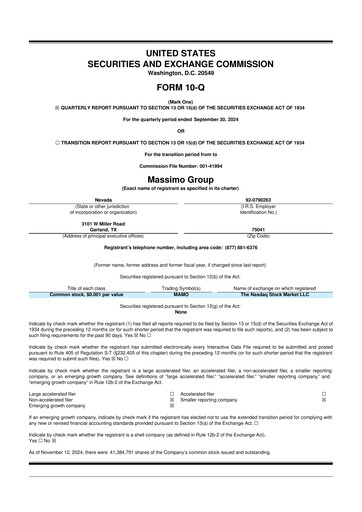 Thumbnail Massimo Motor 10-Q Quarterly Report FY 