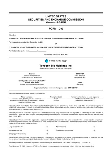 Thumbnail Tevogen Bio 10-Q Quarterly Report FY2024 