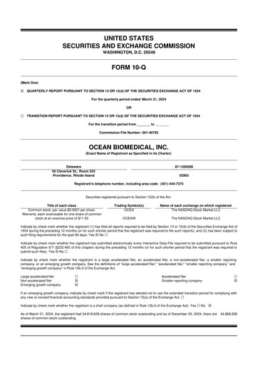Miniature Ocean Biomedical 10-Q Rapport trimestriel 2024 
