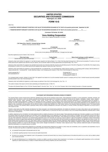 Thumbnail Venu Holding Corporation 10-Q Quarterly Report FY2024 