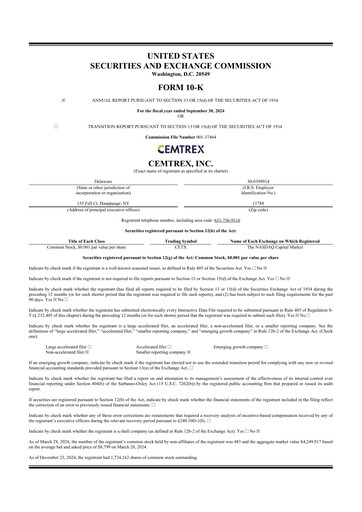 Miniature Cemtrex 10-K Rapport annuel 2024