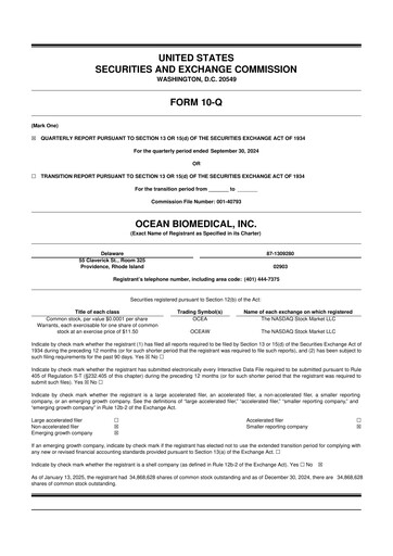 Miniature Ocean Biomedical 10-Q Rapport trimestriel 2024 