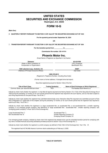 Vorschaubild Phoenix Motor 10-Q Quartalsbericht 2024 