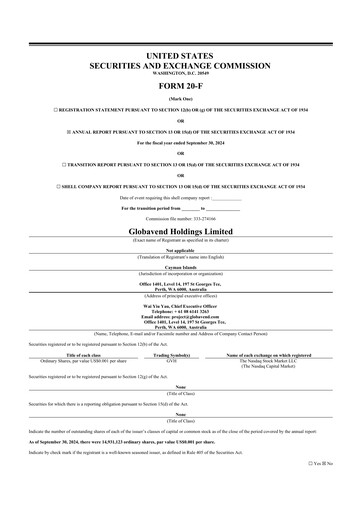 Thumbnail Globavend 20-F Annual Report 2024