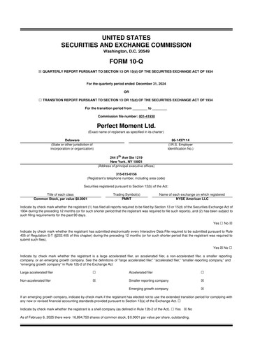 Thumbnail Perfect Moment 10-Q Quarterly Report FY2025 
