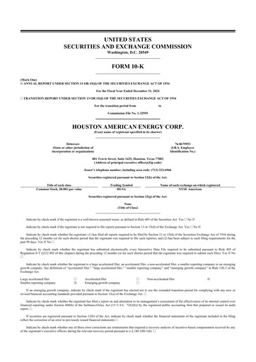 Miniature Houston American Energy 10-K Rapport annuel 2024