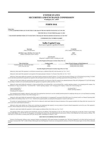Miniature SuRo Capital 10-K Rapport annuel 2024