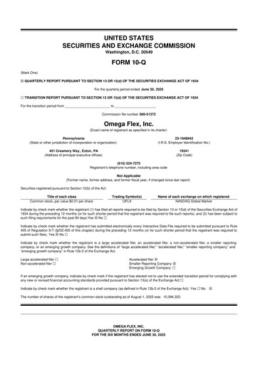 Thumbnail Omega Flex 10-Q Quarterly Report FY2025 