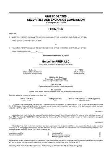 Miniature Belpointe PREP, LLC 10-Q Rapport trimestriel 2025 
