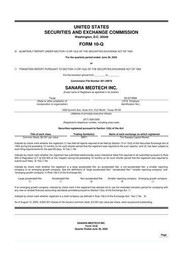 Thumbnail Sanara MedTech 10-Q Quarterly Report FY2025 