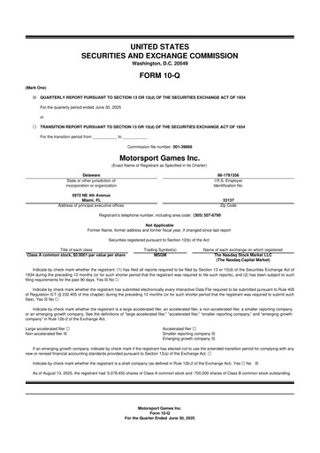 Thumbnail Motorsport Gaming 10-Q Quarterly Report FY2025 