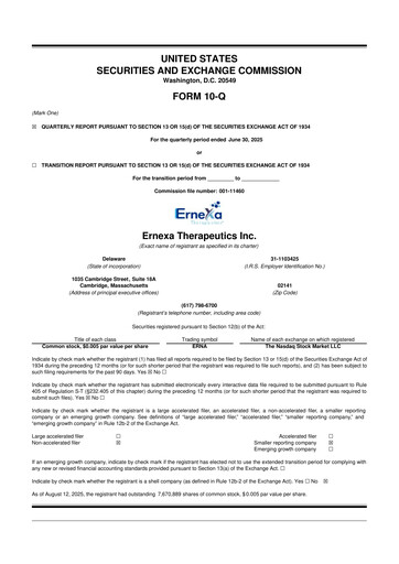 Thumbnail Eterna Therapeutics 10-Q Quarterly Report FY2025 