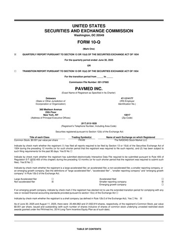 Miniature PAVmed
 10-Q Rapport trimestriel 2025 