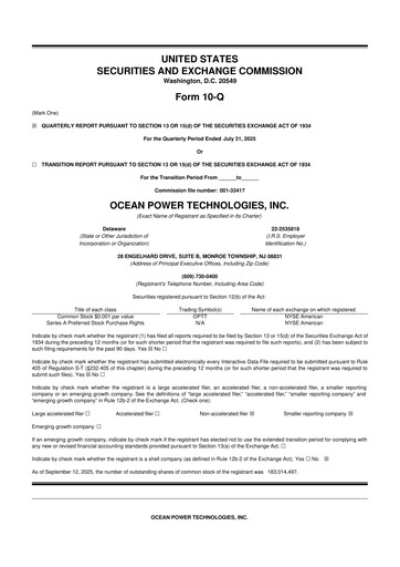 Thumbnail Ocean Power Technologies
 10-Q Quarterly Report FY2026 