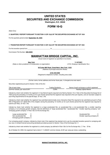 Vorschaubild Manhattan Bridge Capital
 10-Q Quartalsbericht 2025 